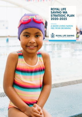 Cover of 2020-25 Strategic Plan featuring a little girl wearing a brightly stripped swimsuit