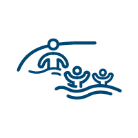 swimming in pool blue logo