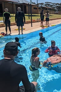 Pool lifeguards attending requalification at Bruce Rock Aquatic Centre