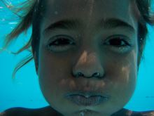 little girl underwater