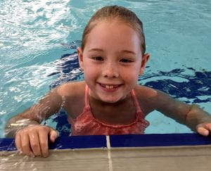 Demi Bavin in the swimming pool at Leisurepark Balga