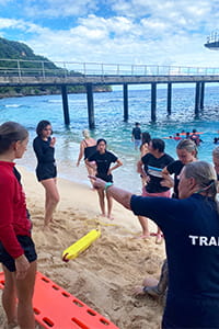 Sallie Watson directing aquatic students at Christmas Island