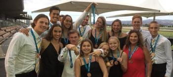 WA team and managers celebrating in Adelaide after the Australian Pool Lifesaving Championships