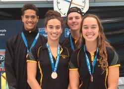 TJ Chong Sue, Maddi Howe, Lachlan Meldrum and Madeline Thompson with their bronze medals