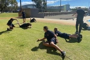 Ellenbrook Clontarf boys practising rope throw rescues