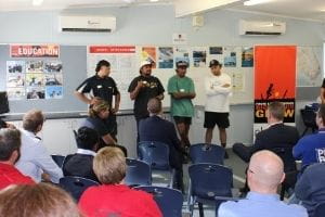 Aboriginal boys addressing a gathering of people