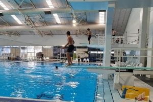 Clontarf boys on the diving boards at HBF Stadium