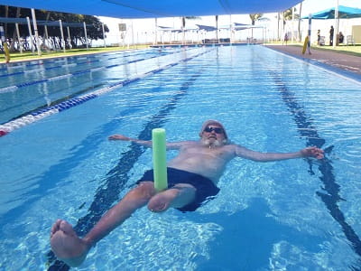 EPIC Hedland client floating on his back at Gratwick Aquatic Centre