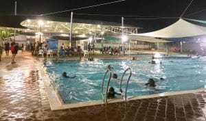 Locals enjoying a pool party at Fitzroy Crossing pool