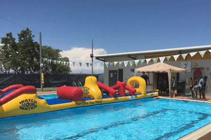 giant pool inflatable at Fitzroy Crossing swimming pool