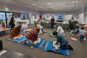 parents practise CPR at a Heart Beat Club course