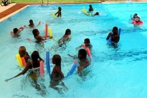 Aboriginal children in the pool during their swimming lessons