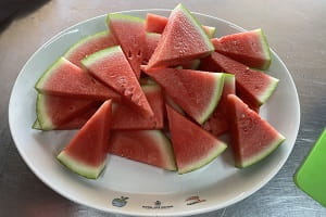 platter of cut watermelon