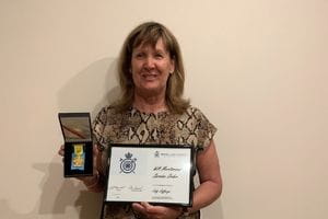 Judy Jeffreys with her award