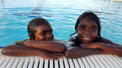 Two Kalumburu children in the pool