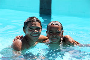 Two Aboriginal boys in the pool at Leinster