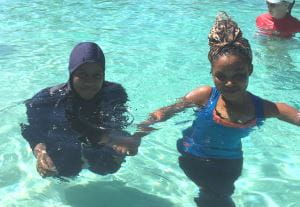Multicultural girls in the pool at Lynwood