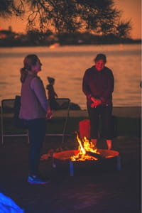 Melville Midwinter participants enjoying a bonfire