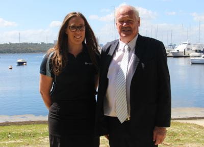 Royal Life Saving's Lauren Nimmo with Minister Mick Murray