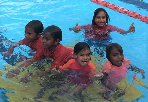 Aboriginal children in a swimming pool
