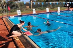 Participants practising rescues at Newman Pool
