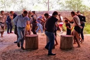 A group doing an Aboriginal dance