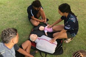 Bronze Medallion students practising CPR and infant CPR