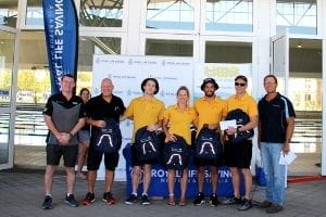 HBF Arena team members with LIWA Executive Officer Steve Good and Royal Life Saving WA CEO Peter Leaversuch