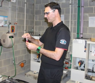 Royal Life Saving Society WA's Warren Goodwin testing the water at WAIS