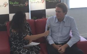 Radio Garam Masala host interviewing RLSSWA's Trent Hotchkin