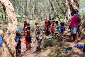 group of Aboriginal children at a River Ready course