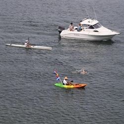 Simone Blaser in the Swan River during her 25km ultra-marathon swim