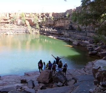 Talent Pool participants by a freshwater gorge in outback WA