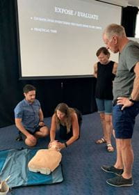 Performing cpr on a manikin