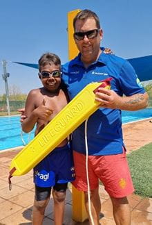 Vincent Ramsay and Stephen Waterman at the Warmun Pool