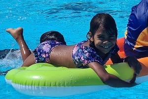 young Warmun girl on pool inflatable