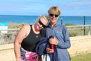 RLSSWA Trainers Gayle Crudin and Nicole Durrant ahead of the swim