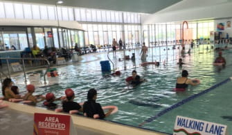 multicultural women doing swimming lessons at Cannington leisureplex