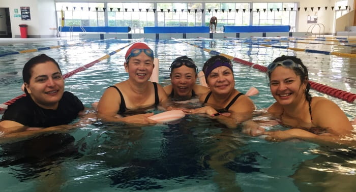 women in the pool at Balga during their swim and survive lessos