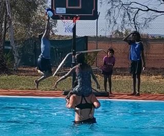 yandeyarra kids playing at the pool