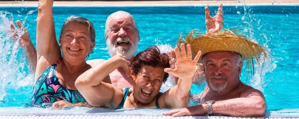 Four seniors in the pool