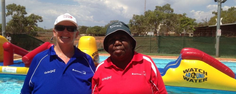 Bernie Egan with Rita at Bidyadanga pool