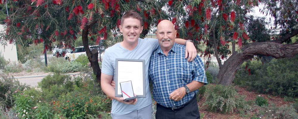 Daniel Crookm with friend Michael at the Bravery Awards in Kings Park