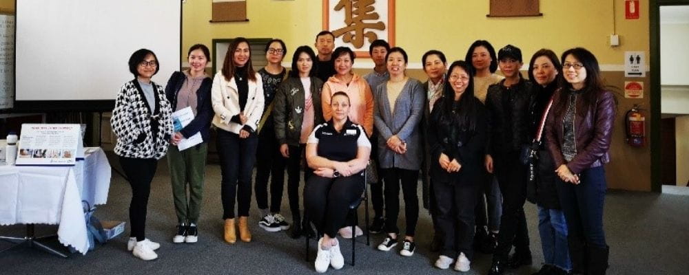 A group of women with their trainer at a Heart Beat Club course