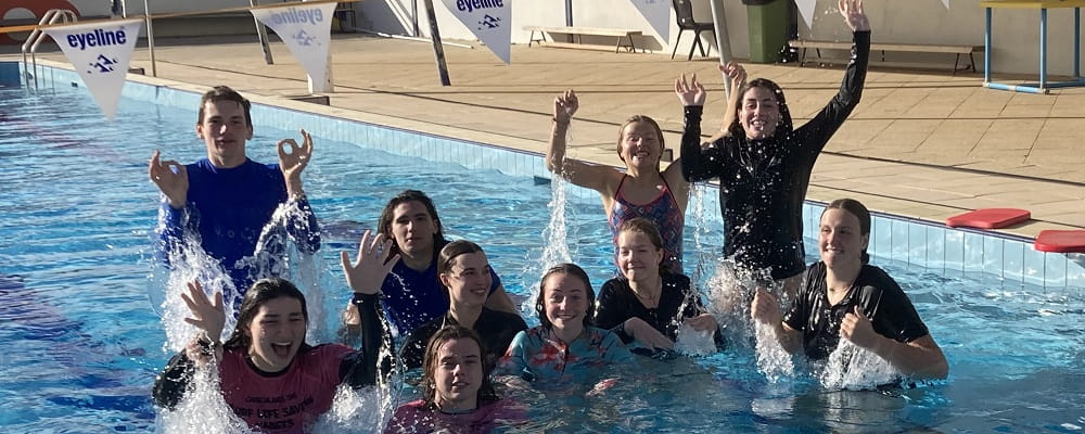 Students from Churchlands Cadets swimming program in the pool