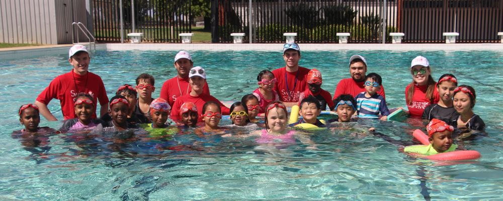 Swim Instructors and participants in the pool at Dianella Secondary College