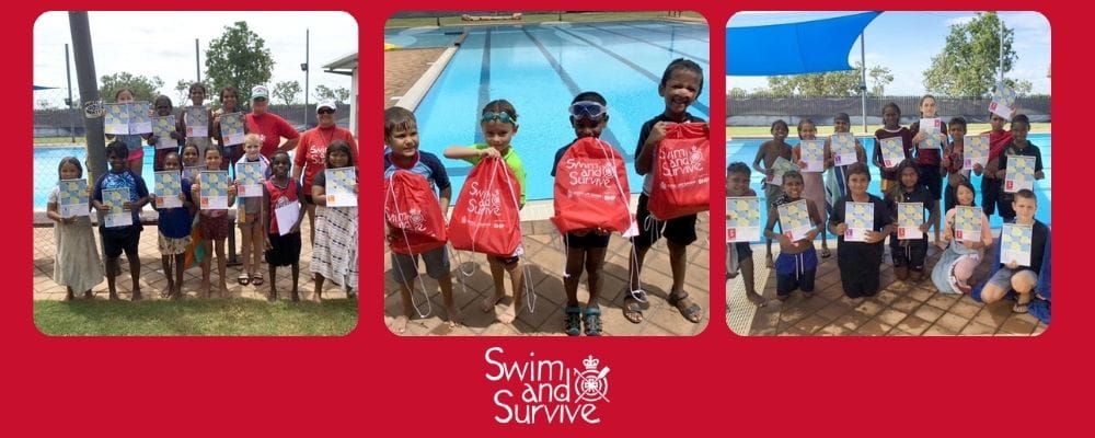 Fitzroy Valley District School students holding swimming certificates