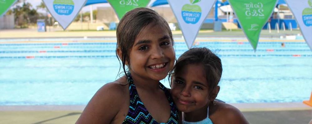 Two aboriginal girls by the pool at Geraldton Aquarena