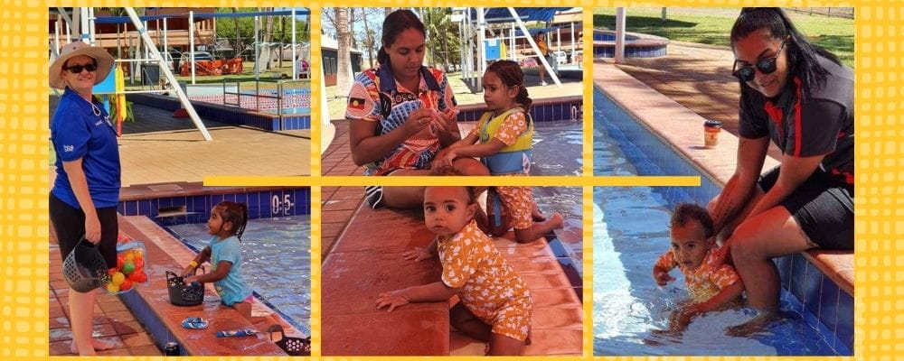 Children and parents enjoying the water safety sessions in the Pilbara