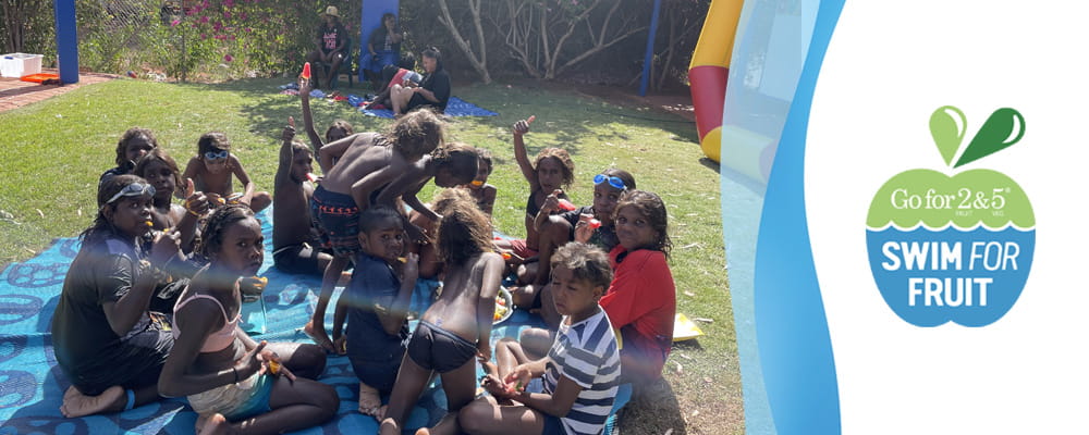 Jigalong children participating in a Swim for Fruit session